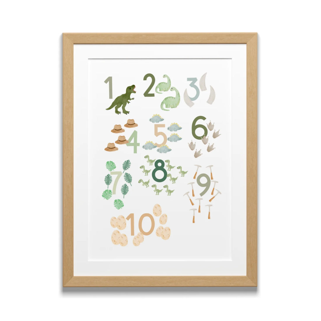 Zahlenposter Dinosaurier A3; Lernposter Zahlen 1–10