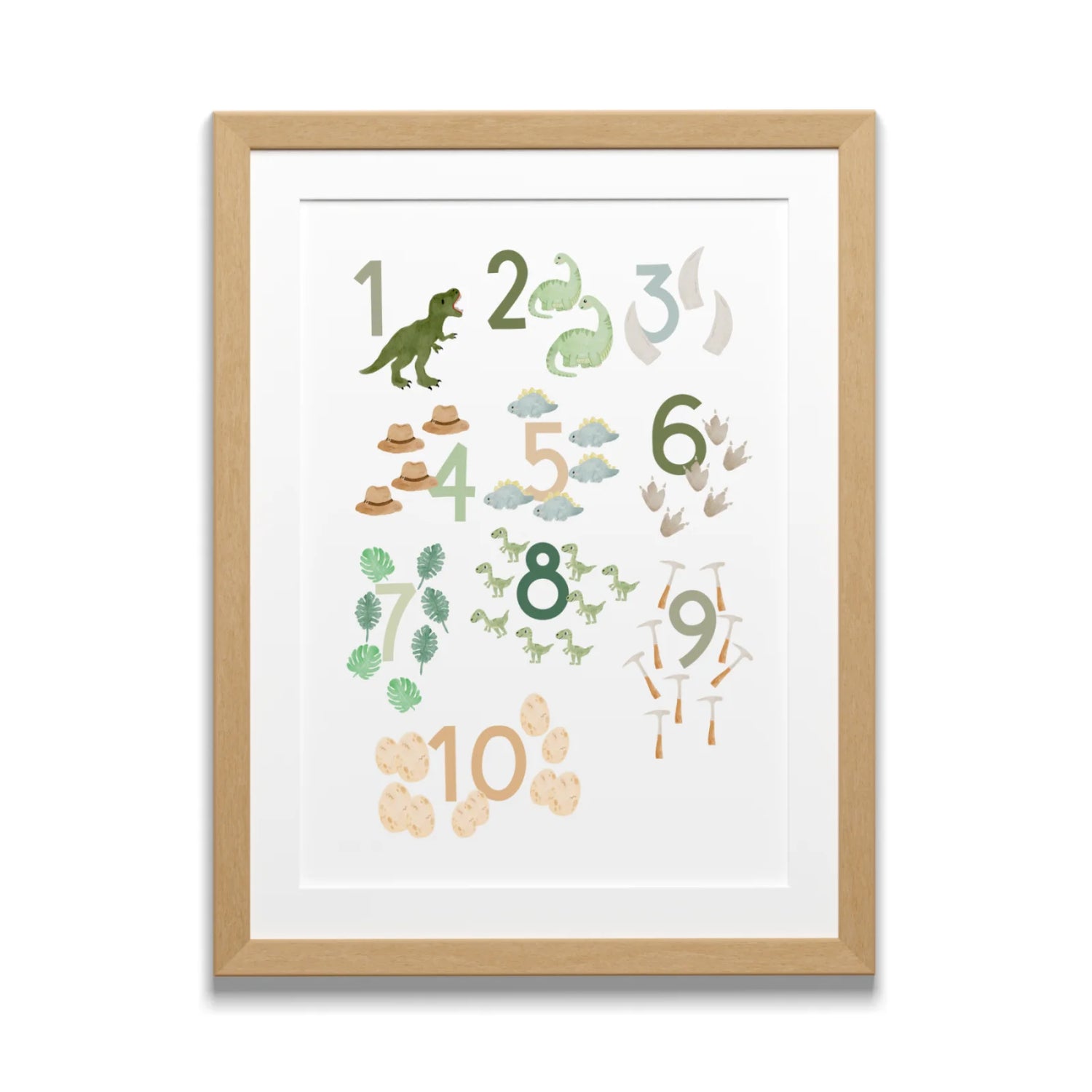 Zahlenposter Dinosaurier A3; Lernposter Zahlen 1–10