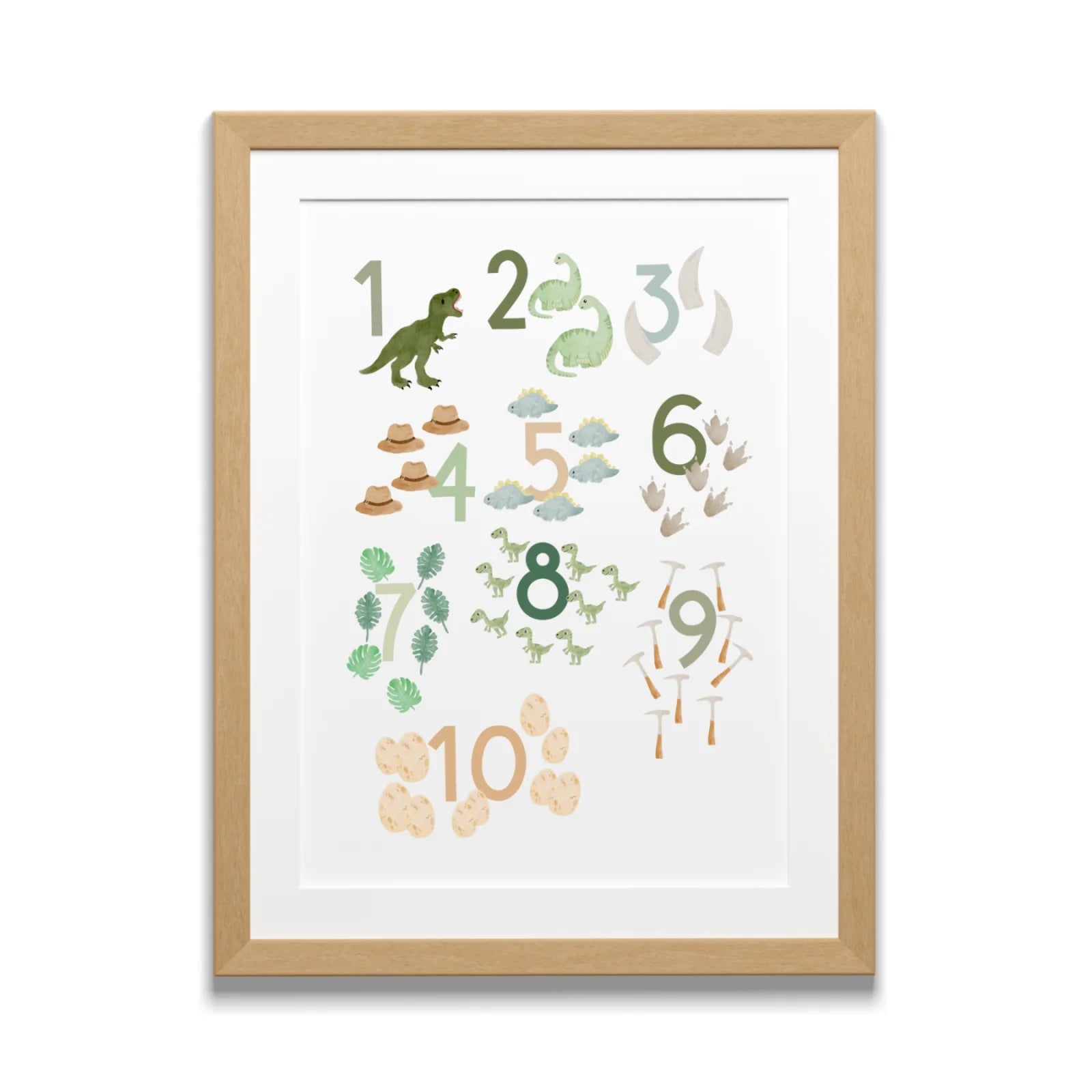 Zahlenposter Dinosaurier A3; Lernposter Zahlen 1–10