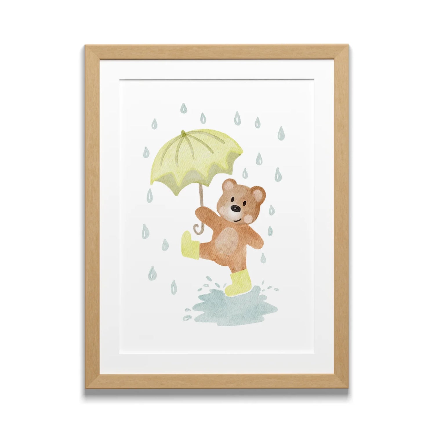 Herbst Kinderposter - Bär mit Regenschirm