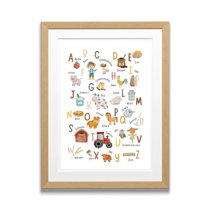 Posterset Lernposter ABC Bauernhof, Zahlenposter 1-10 im A3, A4 Format
