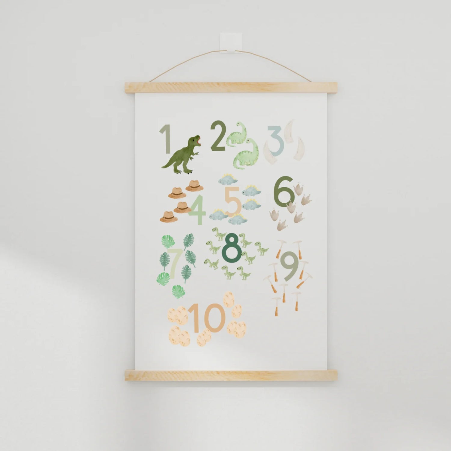 Zahlenposter Dinosaurier A3; Lernposter Zahlen 1–10