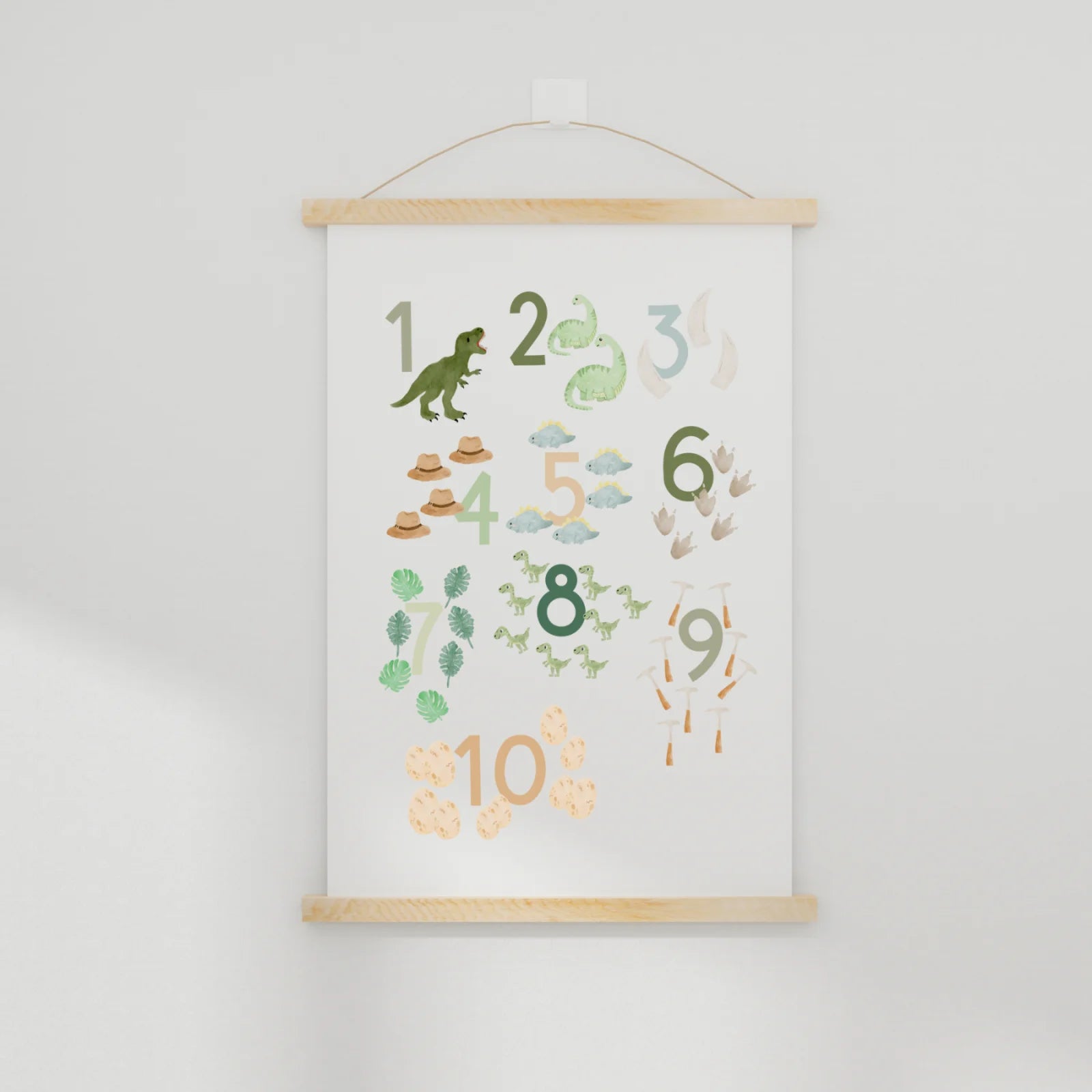 Zahlenposter Dinosaurier A3; Lernposter Zahlen 1–10