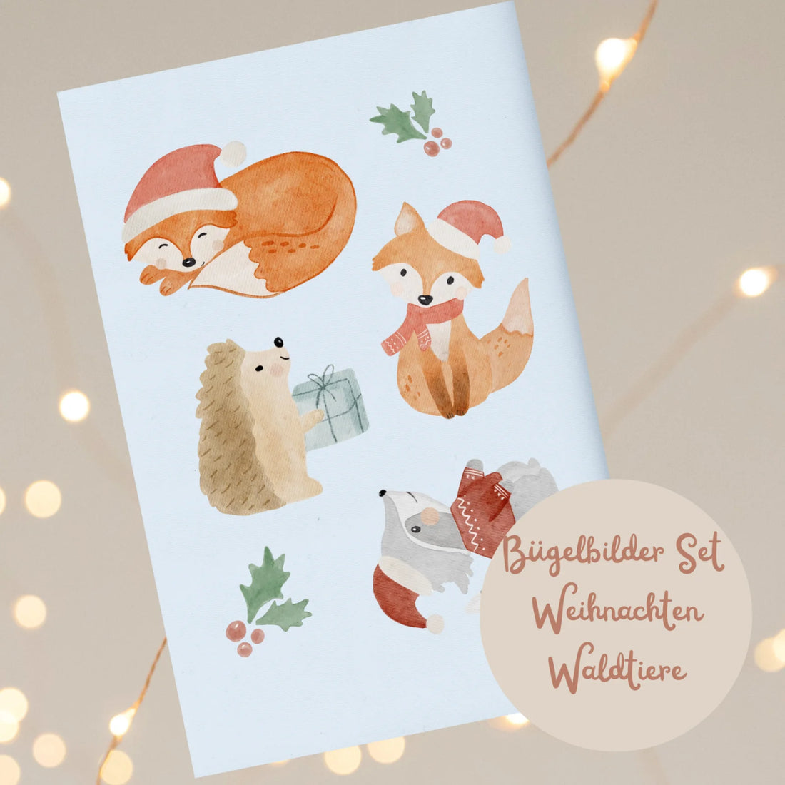 Bügelbilderset Weihnachten A5: Waldtiere feiern Weihnachten