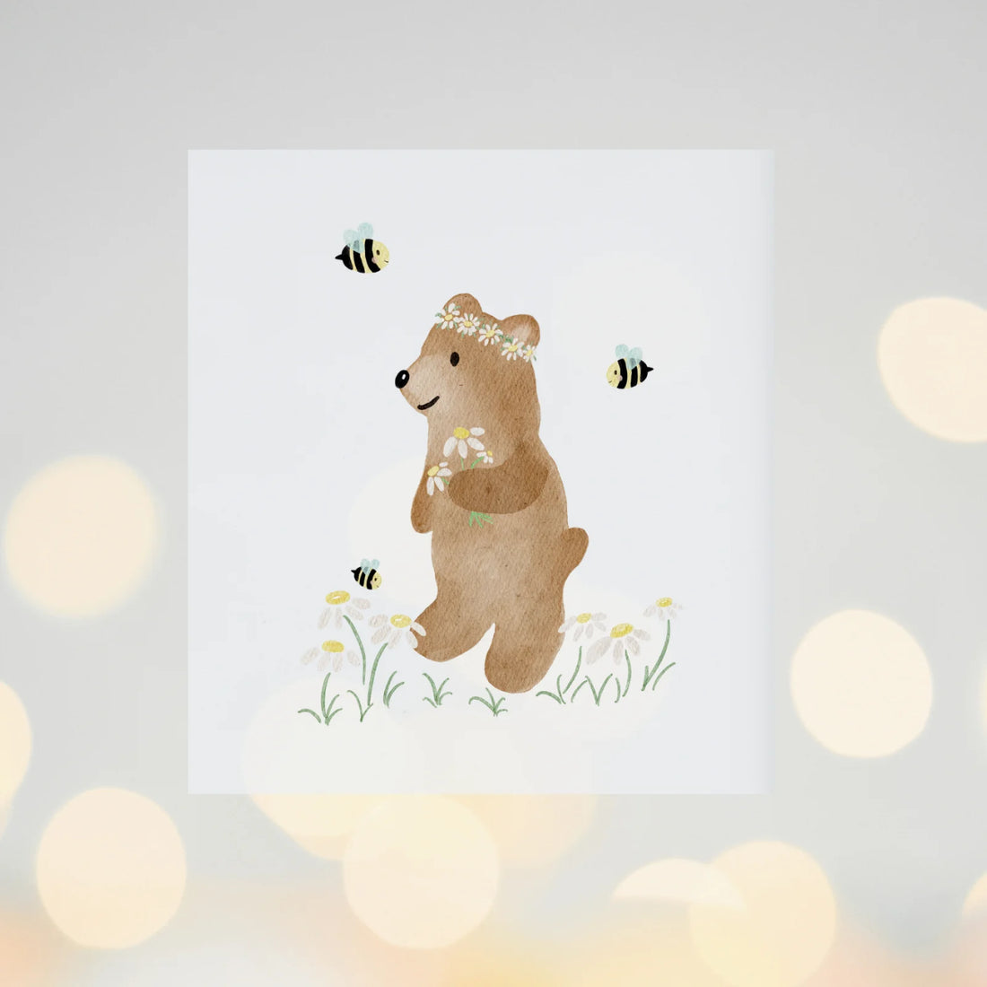 Bügelbild Frühling Bär mit Blumen