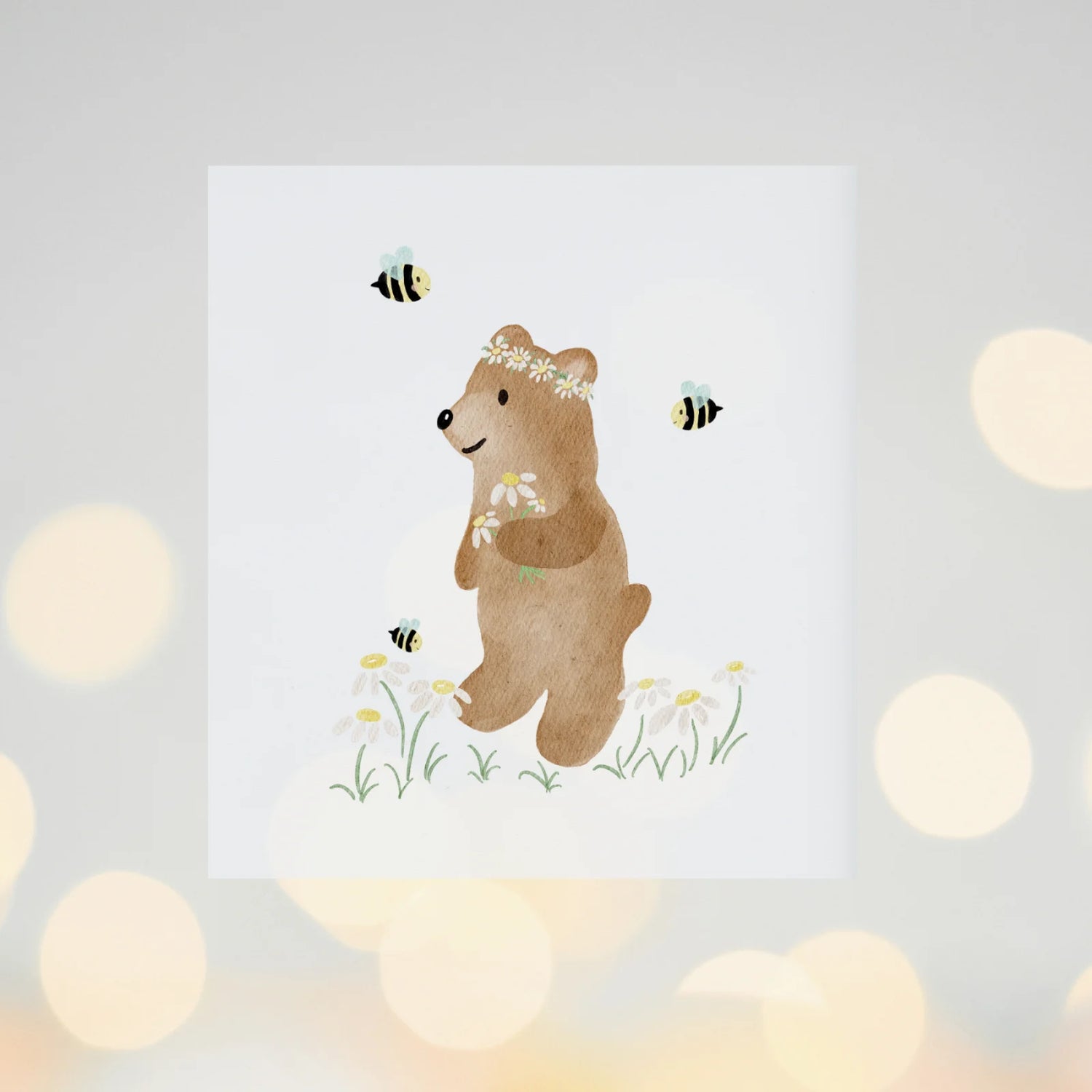 Bügelbild Frühling Bär mit Blumen