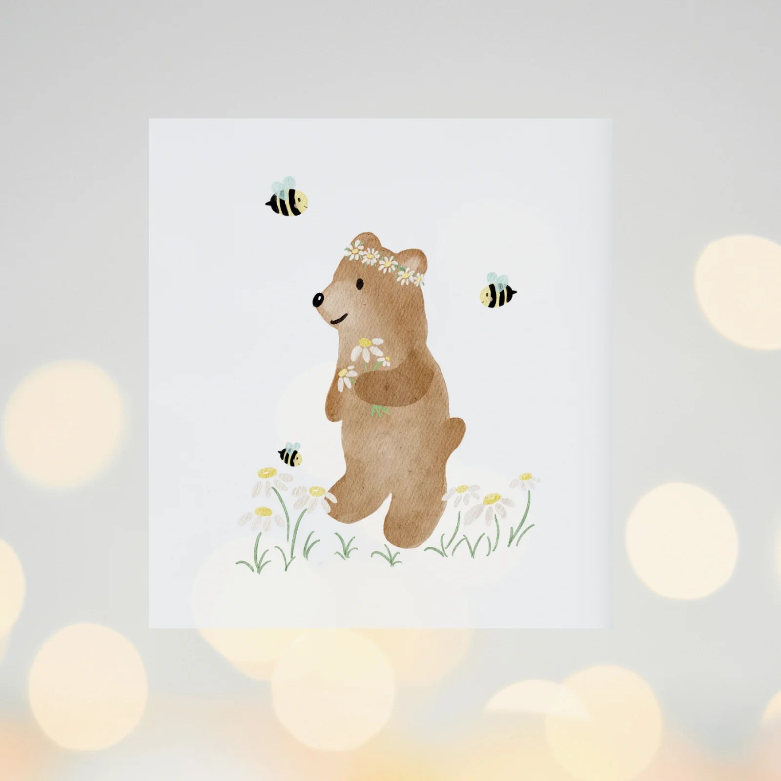 Bügelbild Frühling Bär mit Blumen