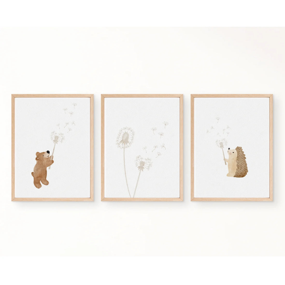 Posterset Pusteblume Bär, Igel