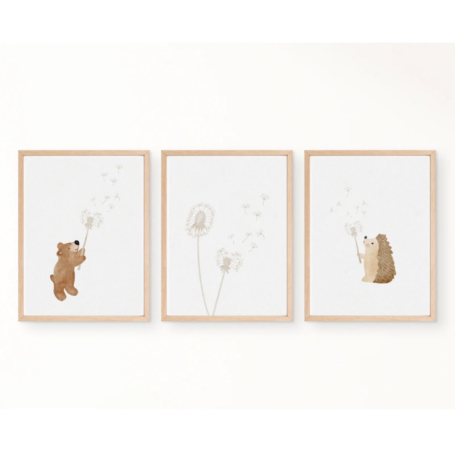 Posterset Pusteblume Bär, Igel