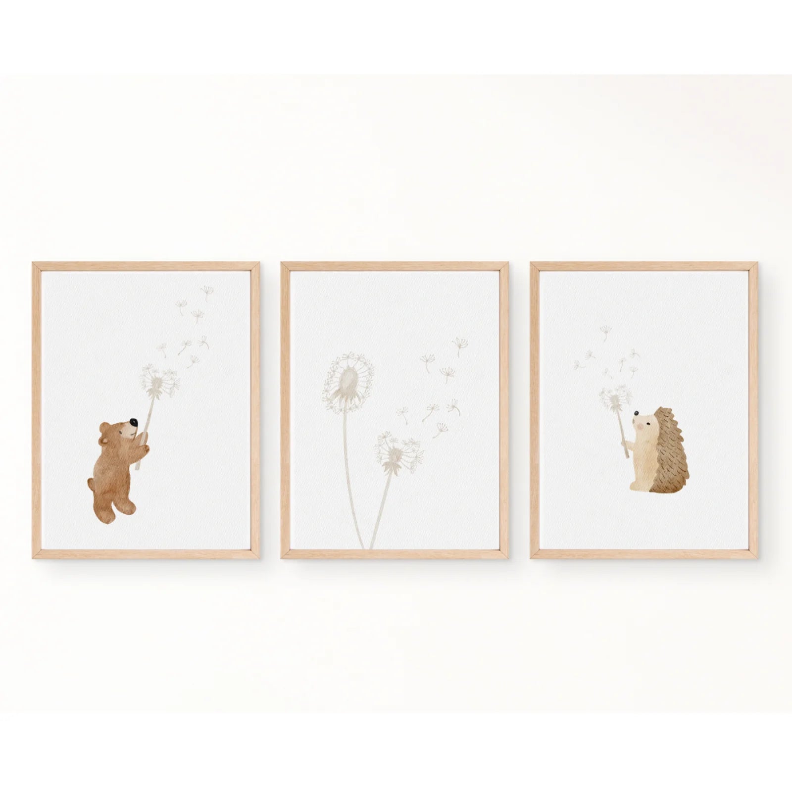 Posterset Pusteblume Bär, Igel