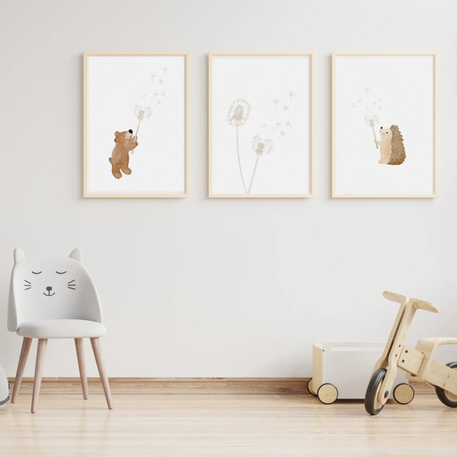 Posterset Pusteblume Bär, Igel