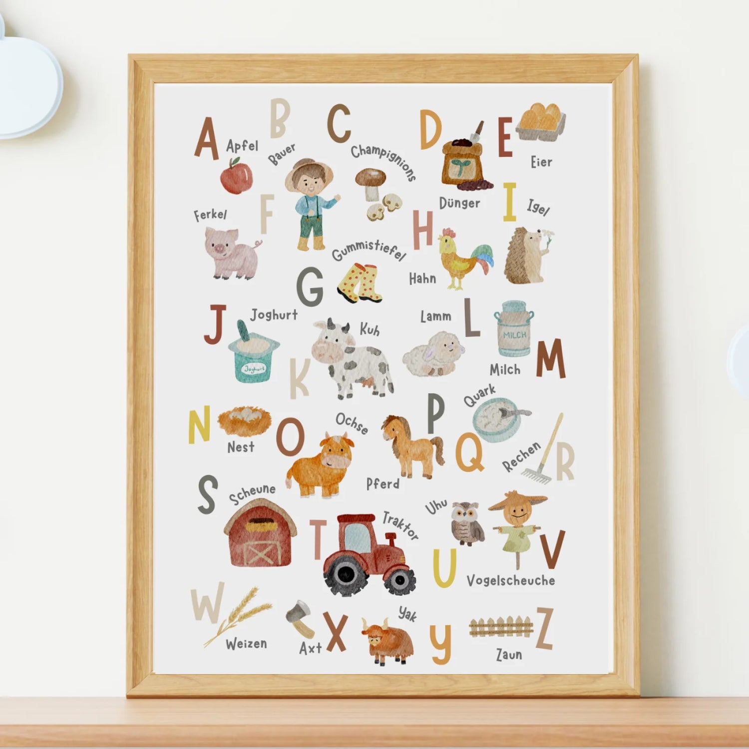 Lermnposter Alphabet Bauernhof