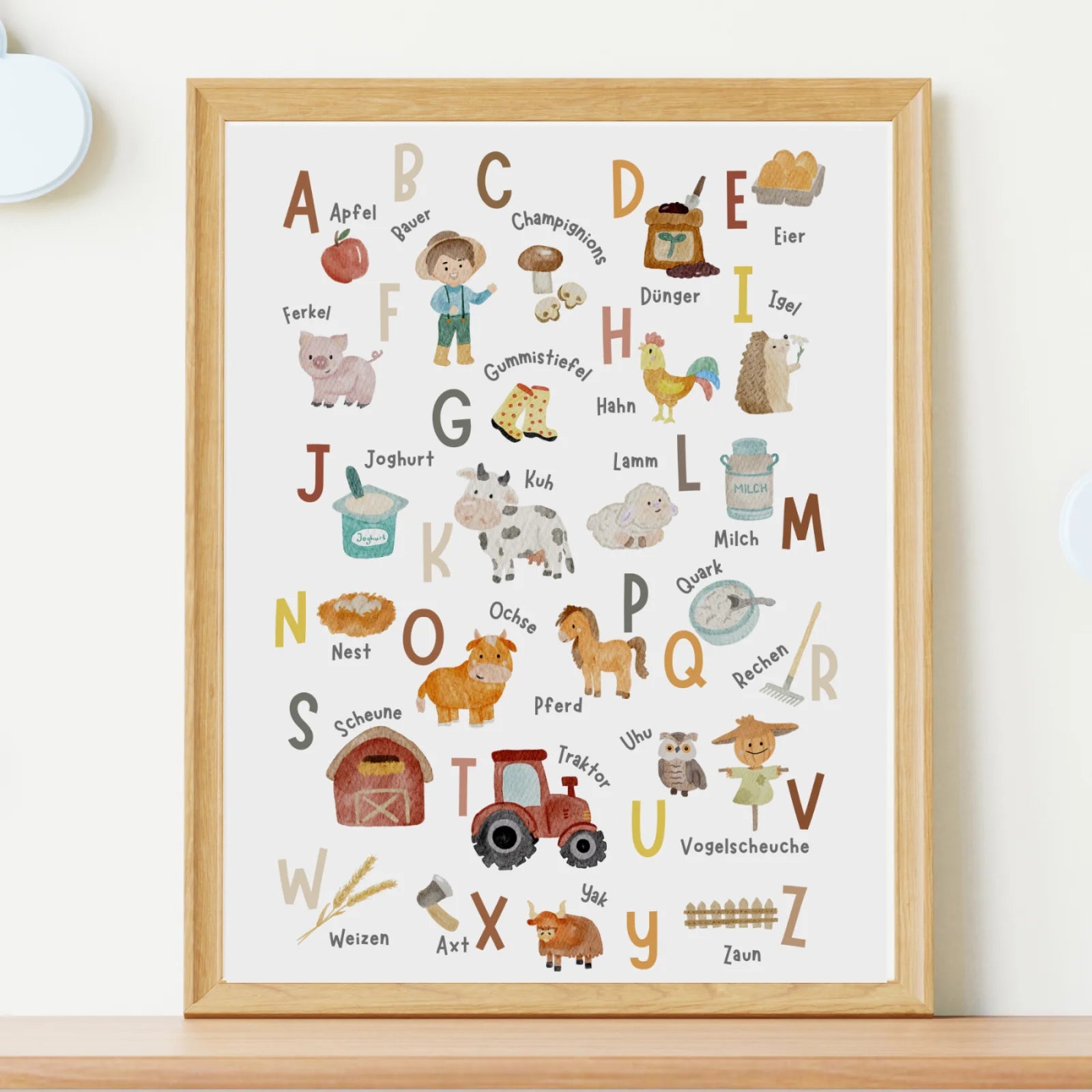 Lermnposter Alphabet Bauernhof