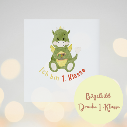Ich bin 1. Klasse – Bügelbild Drache