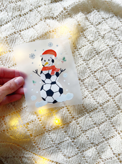 Bügelbild Schneemann Fußball - Weihnachtspulli für Jungs