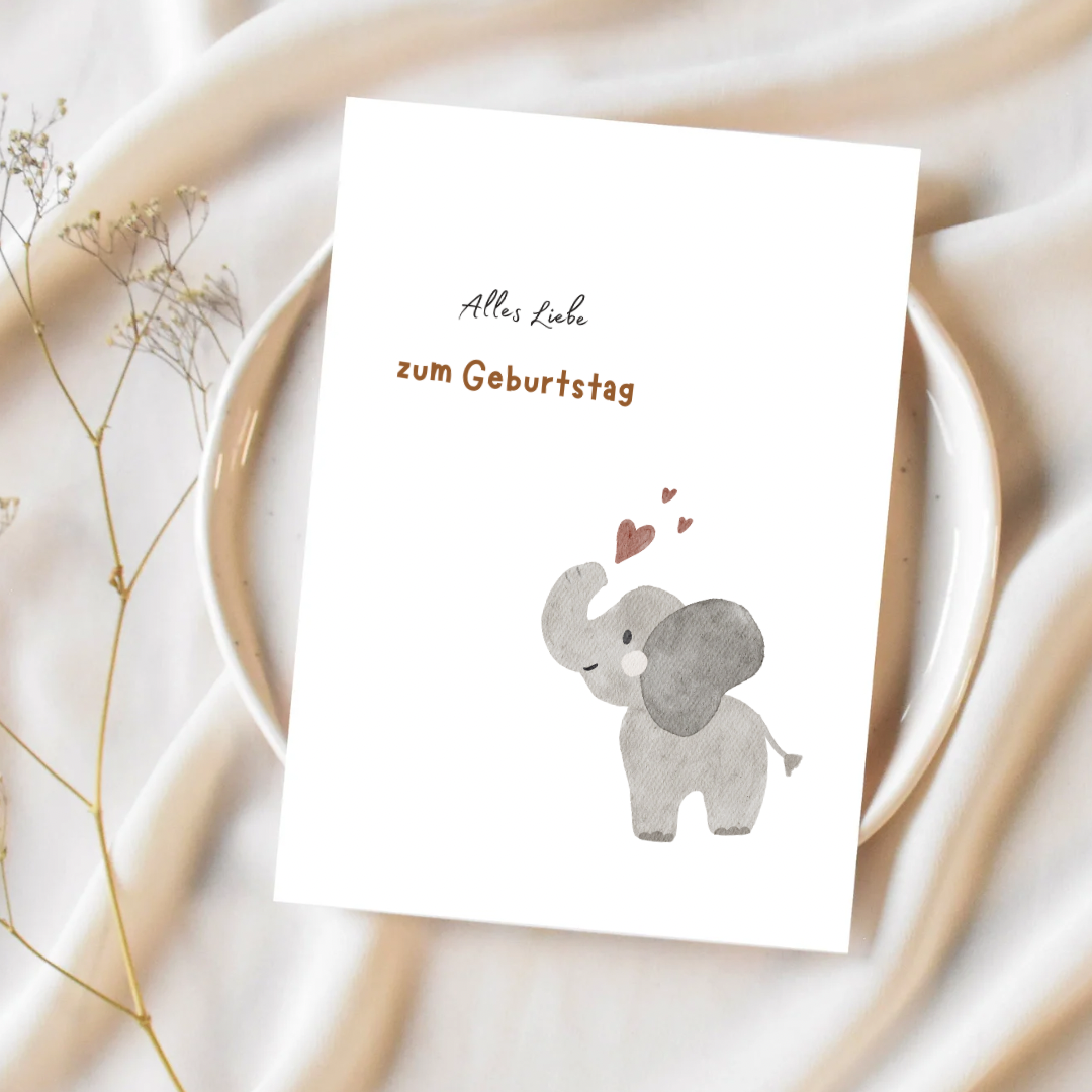 Postkarte “Alles Liebe zum Geburtstag“ Elefant,