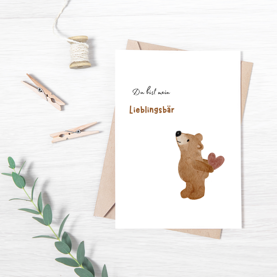 Karte „Du bist mein Lieblingsbär“ oder „für meinen Lieblingsbär“