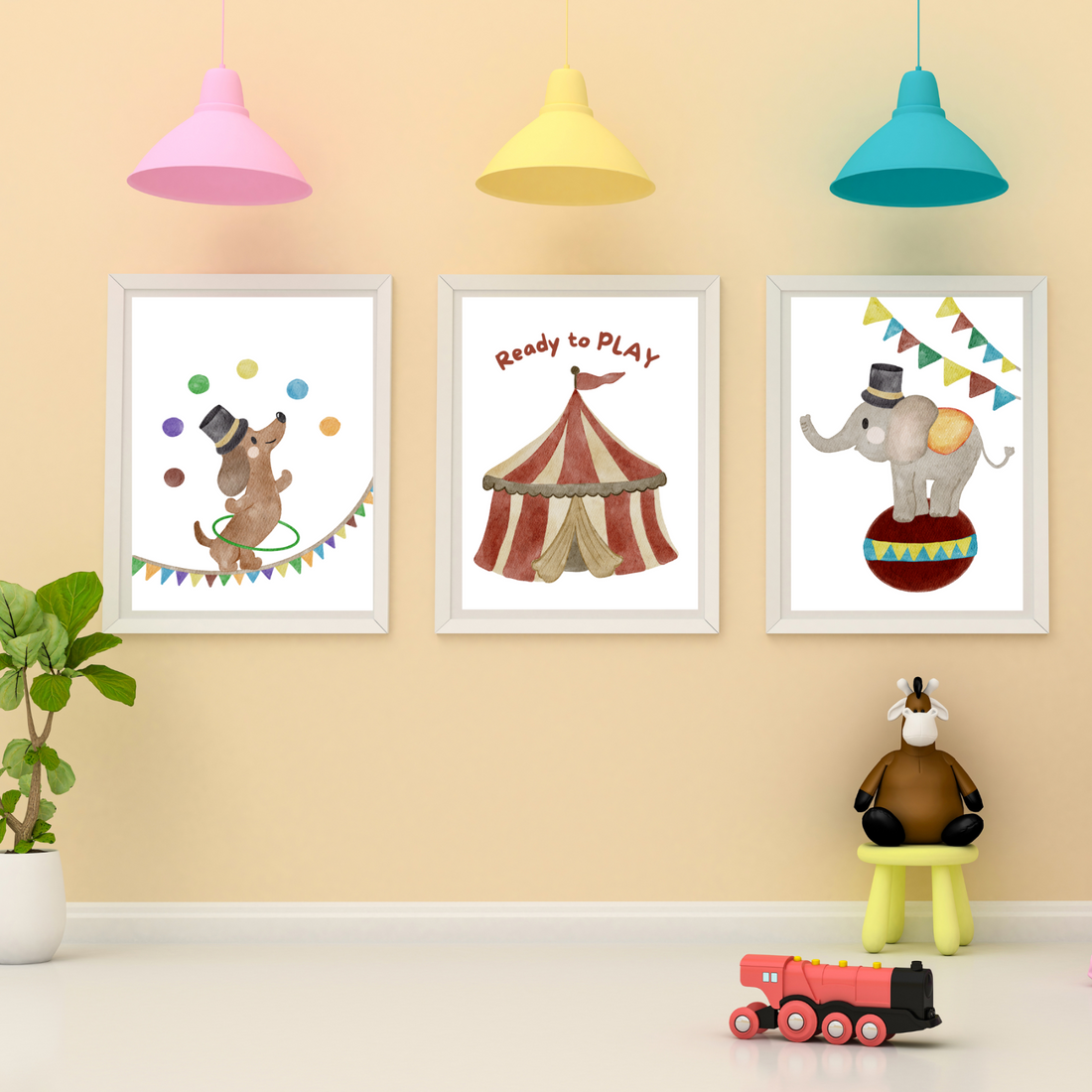 Zirkus Poster Elefant – Handillustriertes Tierposter fürs Kinderzimmer A4
