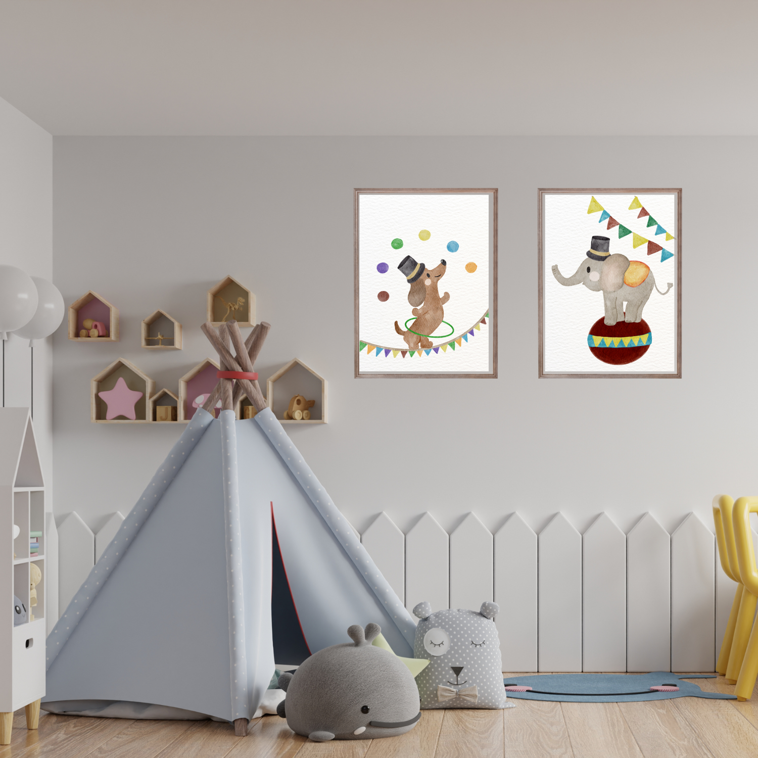 Zirkus Poster Elefant – Handillustriertes Tierposter fürs Kinderzimmer A4