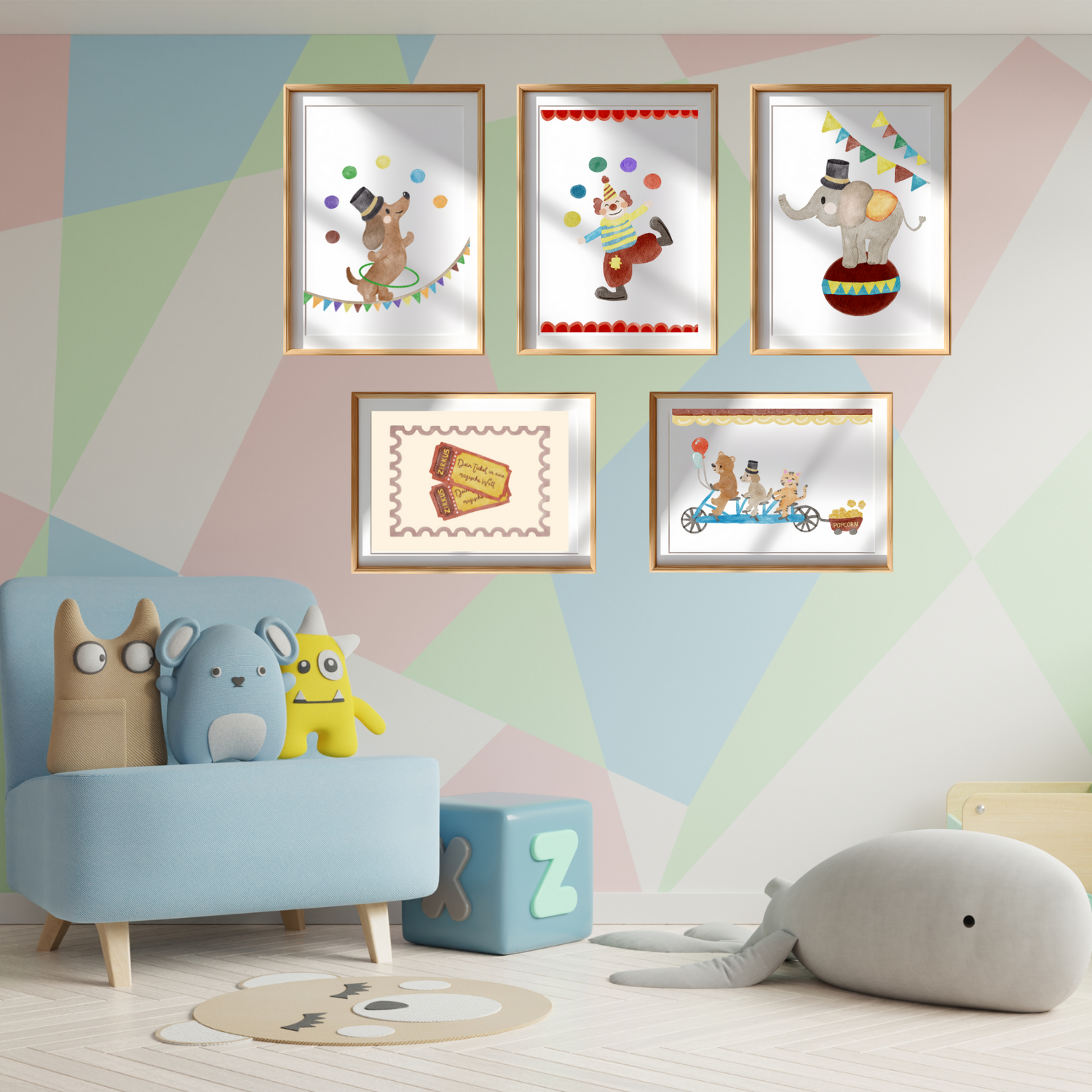 Zirkus Poster Elefant – Handillustriertes Tierposter fürs Kinderzimmer A4