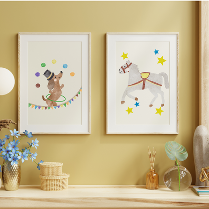 Zirkus Poster „Dackel“ – Kinderzimmer Wanddeko A4
