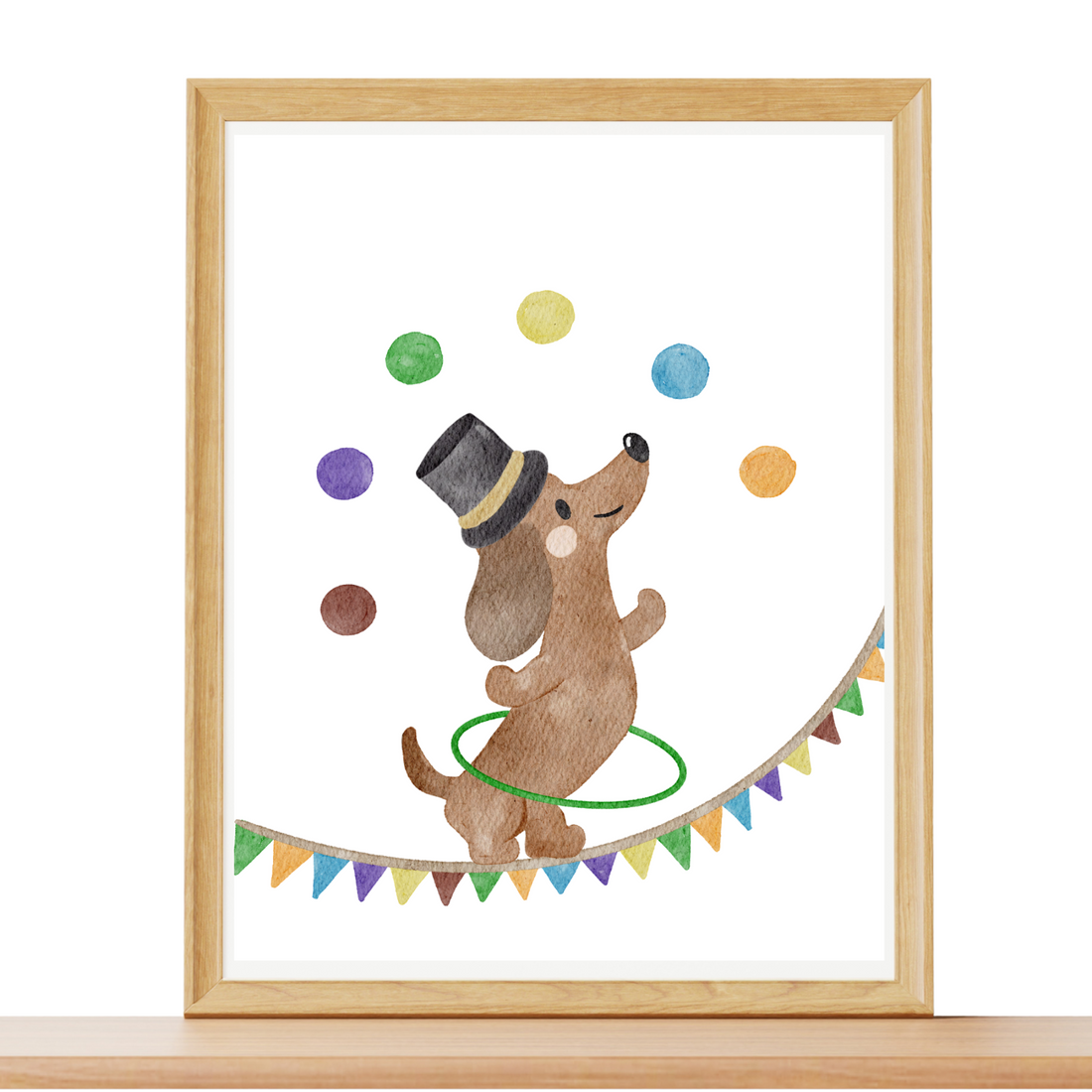 Zirkus Poster „Dackel“ – Kinderzimmer Wanddeko A4