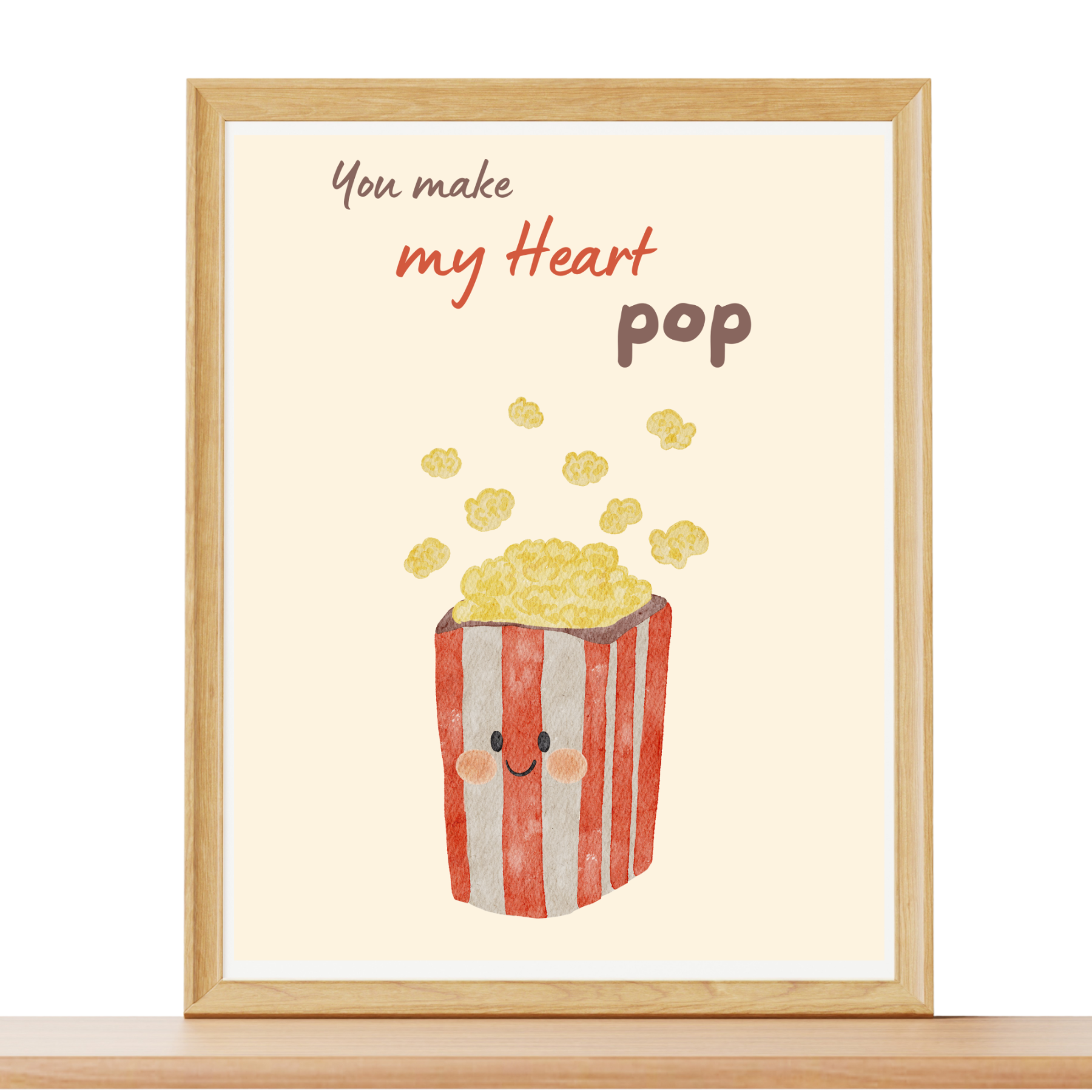 Zirkus Poster „Popcorn-Tüte – You make my heart pop“ – Kinderzimmer Deko A4
