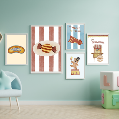 Zirkus Poster A4 „The Magic Starts Here“ – Deko fürs Kinderzimmer